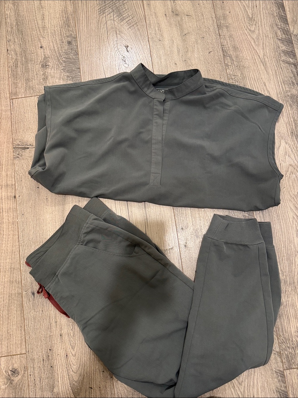 Figs Two-Piece Dark Olive Green Lounge Set